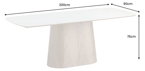 Jídelní stůl UNIQUE II 200 CM bílý mramor/dýha ořech Nábytek | Jídelní prostory | Jídelní stoly | 180 cm a více