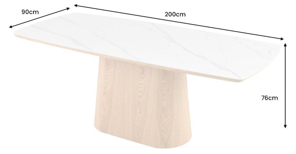 Jídelní stůl UNIQUE II 200 CM bílý mramor/dýha dub Nábytek | Jídelní prostory | Jídelní stoly | 180 cm a více