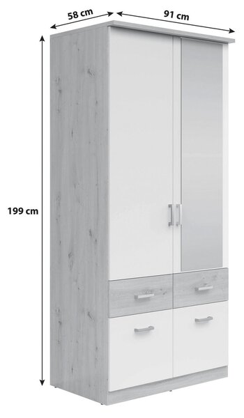 Skříň BRANDO 91cm dekor dub Artisan/bílá matná