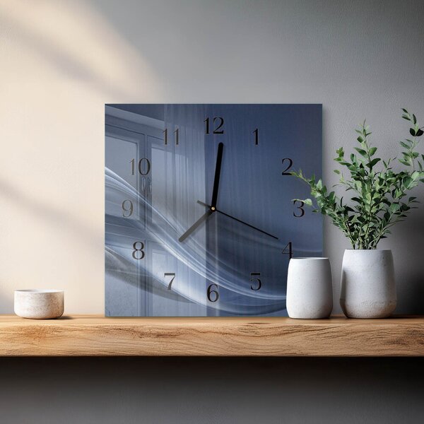 Skleněné hodiny na stěnu Modré vlny zskc-30x30-00182469