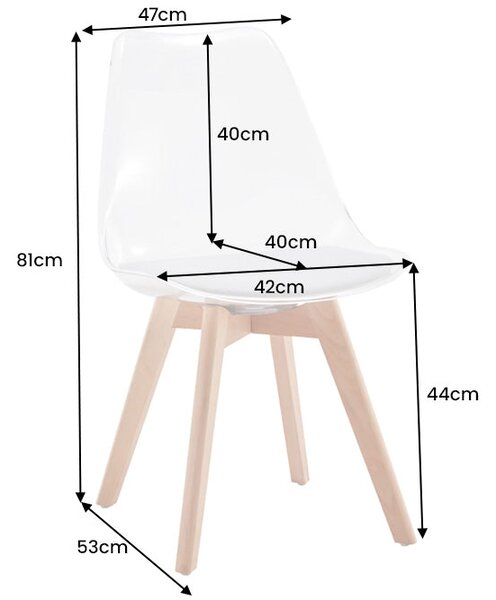 2SET jídelní židle SCANDINAVIA TRANSPARENT průhledná černá/přírodní Nábytek | Jídelní prostory | Jídelní židle | Klasické
