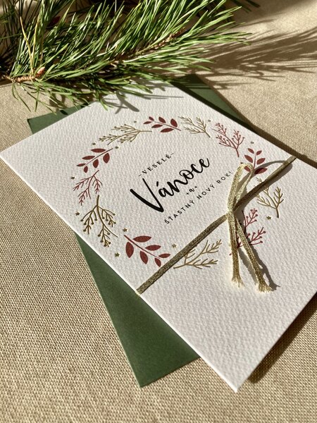 Spring Studio Blahopřání vánoční Větvičky Barva podkladu: hnědý kraftový recyklovaný papír