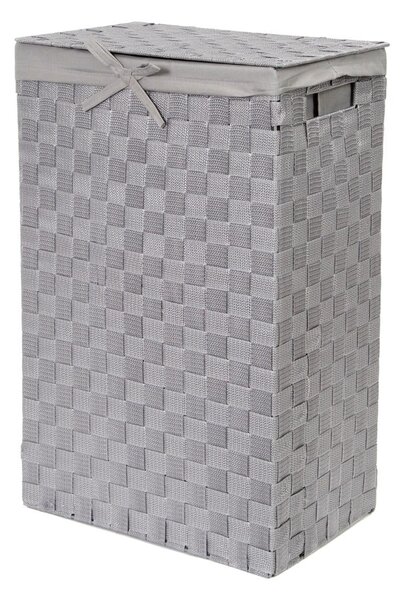 Šedý koš na prádlo s víkem Compactor Laundry Basket Linen, výška 60 cm