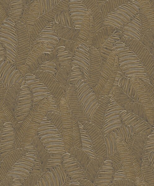 Šedo-okrová vliesová tapeta s listy, SPI102, Spirit of Nature, Khroma by Masureel