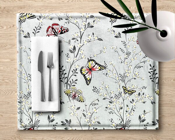 Ervi bavlněné prostírání na stůl - motýlcí na šedém
