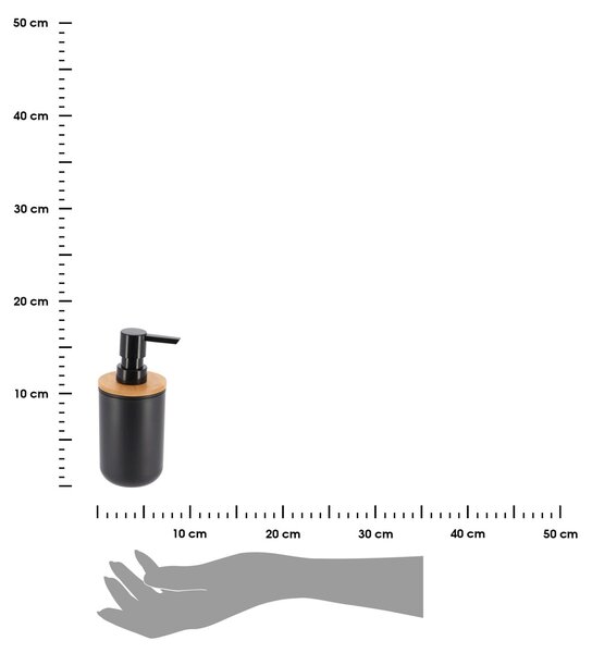 Dávkovač mýdla Besson, černá/s dřevěnými prvky, 300 ml
