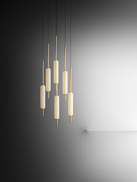 Il Fanale 285.03.ON Typha, závěsné svítidlo z mosazi a skla, 6x13W LED 2700K, prům. 50cm