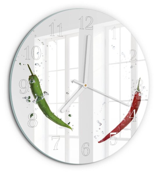 Skleněné hodiny na stěnu Chilli papričky zsob-fi30-00087420