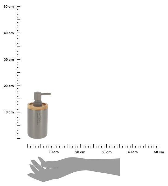 Dávkovač mýdla Loudis, šedá/s dřevěnými prvky, 280 ml
