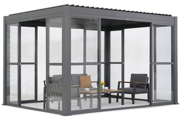 Lagos 3x3 volně stojící terasová pergola s dveřmi ze 4 stran Garden Point antracitová