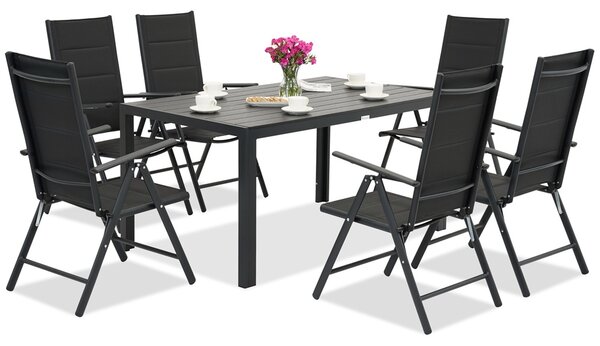 Hliníkový zahradní nábytek z polywoodového dřeva Verona pro 6 osob Garden Point černý