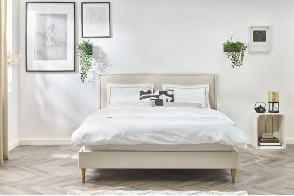 Béžová čalouněná dvoulůžková postel s roštem 180x200 cm Sary – Bobochic Paris