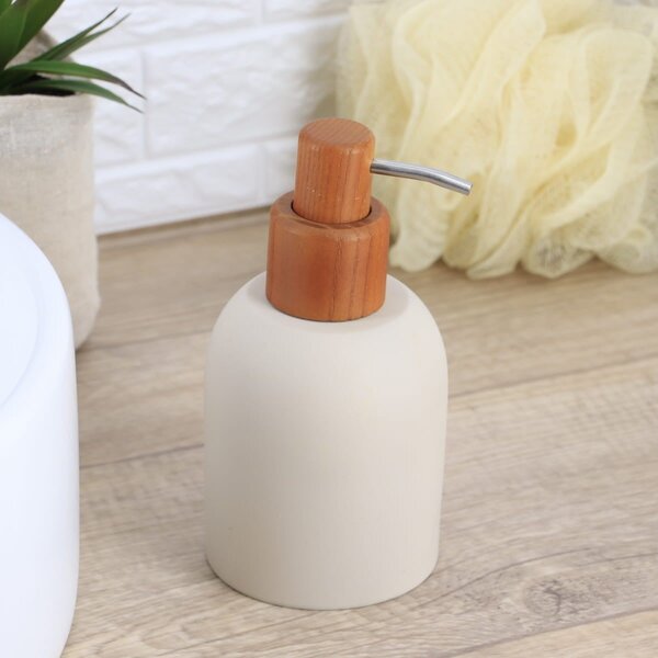 Dávkovač mýdla Silvestre, béžová/s dřevěnými prvky, 230 ml