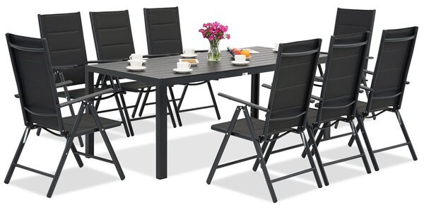 Zahradní nábytek z hliníkového polywoodu s velkým stolem Verona pro 8 osob Black Garden Point