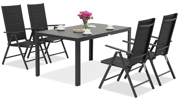 Hliníkový zahradní nábytek z polywoodového dřeva Verona pro 4 osob Garden Point černý