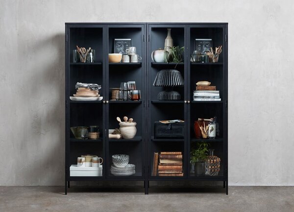 Černá kovová vitrína 90x190 cm Carmel – Unique Furniture