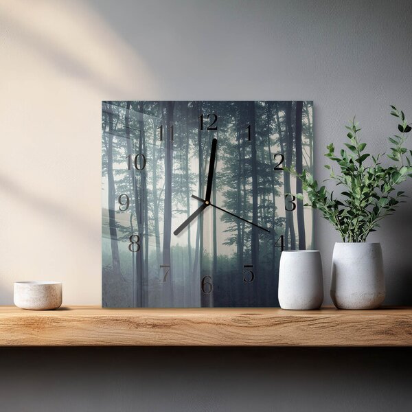 Skleněné hodiny na stěnu Mlžný les zskc-30x30-00182306