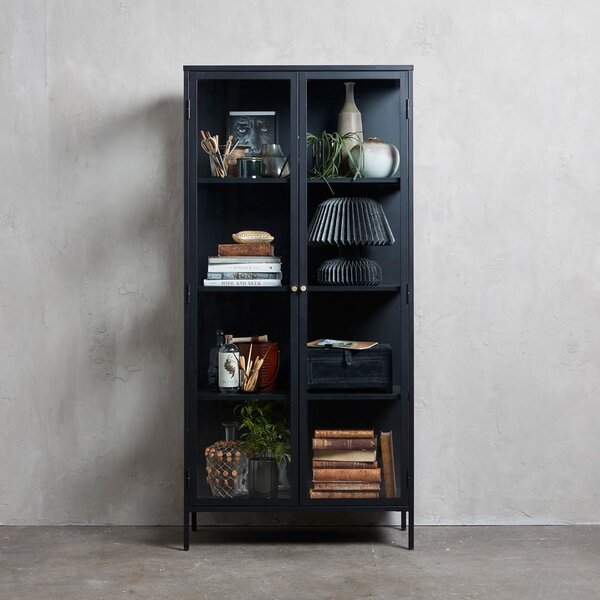 Černá kovová vitrína 90x190 cm Carmel – Unique Furniture