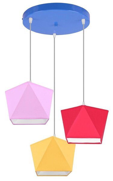 Dětské závěsné svítidlo Diamond, 3x textilní stínítko (mix 10 barev), (výběr z 5 barev konstrukce), o