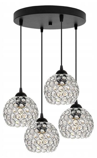 Závěsné svítidlo Crystal, 4x stříbrné křišťálové stínítko