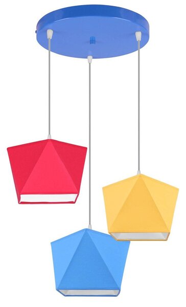 Dětské závěsné svítidlo Diamond, 3x textilní stínítko (mix 10 barev), (výběr z 5 barev konstrukce), o