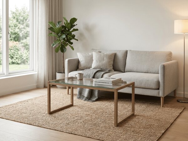 Konferenční stolek NATURELE se skleněnou deskou 90x50 cm, tmavě hnědý