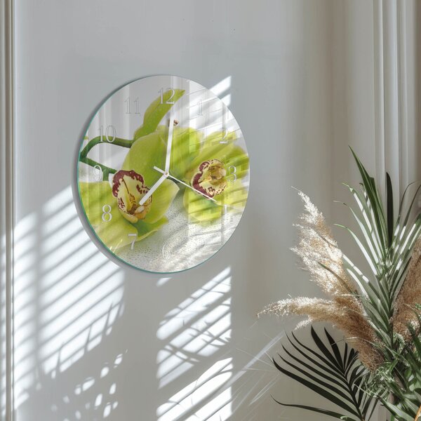 Skleněné hodiny na stěnu Orchidej zsob-fi30-00084027