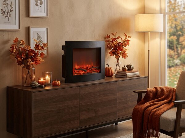 LED dekorace moderní krb COZY WARM 40x50 cm, černý