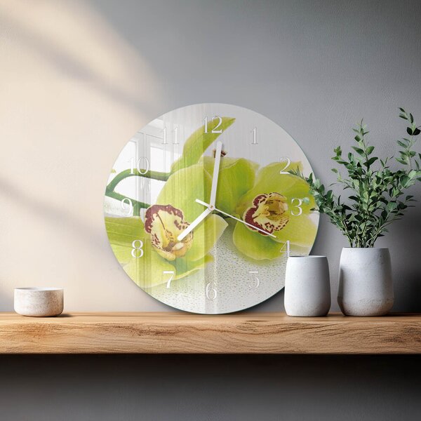 Skleněné hodiny na stěnu Orchidej zsob-fi30-00084027