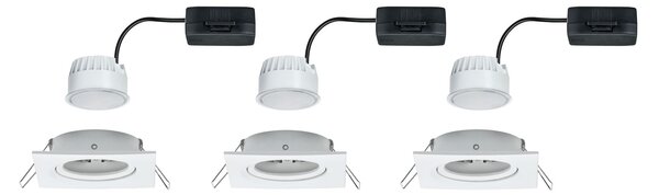 Paulmann 93454 LED Coin Nova rectangular, set bílých hranatých bodovek, 3x6,5W LED 2700K, 8,4x8,4cm
