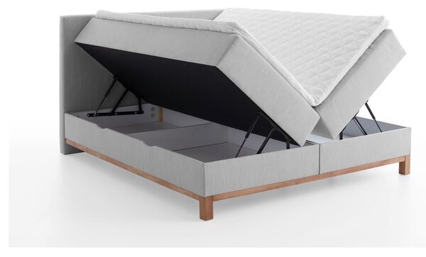 Světle šedá boxspring postel s úložným prostorem 160x200 cm Catania - Meise Möbel