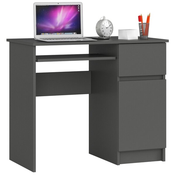 Ak furniture Počítačový stůl PIKSEL 90 cm šedý pravý