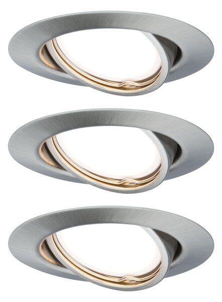 Paulmann 93420 LED base, set kulatých bodovek z kartáčovaného hliníku, 1x6,5W LED 3000K GU10, prům. 9cm