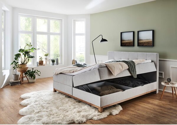 Světle šedá boxspring postel s úložným prostorem 160x200 cm Catania - Meise Möbel