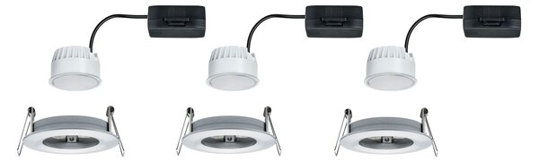 Paulmann 93462 LED Coin Nova round, set kulatých bodovek v úpravě kartáčovaný hliník, 3x6W LED 2700K, prům.7,8cm, IP44