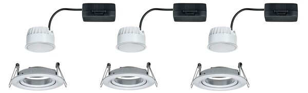 Paulmann 93451 LED Coin Nova round, set kulatých bodovek v úpravě kartáčovaný hliník, 3x6W LED 2700K, prům.8,4cm