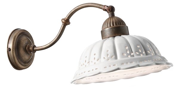 Il Fanale 061.18.OC Anita, rustikální nástěnné svítidlo z antické mosazi a keramiky, 1x15W LED E27, délka 40cm