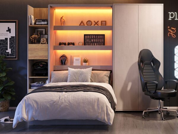Sklápěcí postel Concept Junior - vertikální, Osvětlení: osvětlení LED, Rozměr postele: 120x200, Barva: Silk Flou Mirjan24 5903211256820