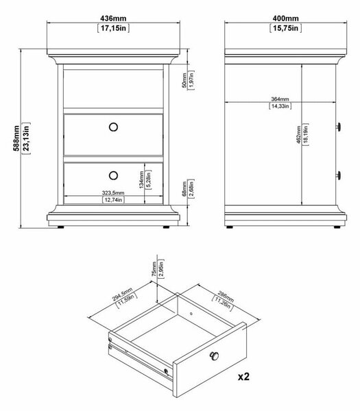 Bílý noční stolek s poličkami Paris - Tvilum