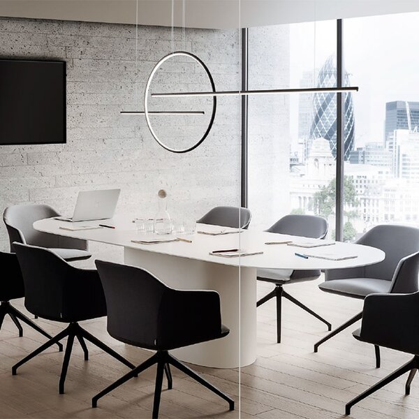 Redo 01-1737 Giotto, moderní závěsné svítidlo, 66W LED 3000K dimswitch, černá, délka 176cm