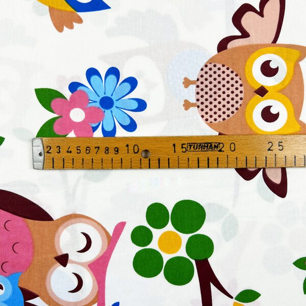Ervi Bavlněná látka/plátno š.240cm - sovičky na bílém č.10329-1, metráž