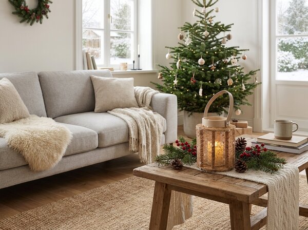 Lucerna s flitry NATUR GLAM 26 cm, přírodní