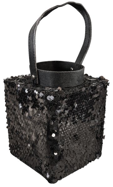 Lucerna s flitry LOFTY GLAM 27 cm, černá