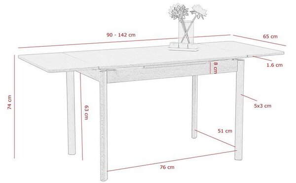 Jídelní výsuvný stůl dekor buk 90-142cm