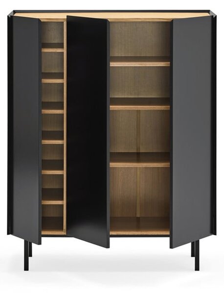 Černá vysoká komoda v dekoru dubu 95x120 cm Arista – Teulat