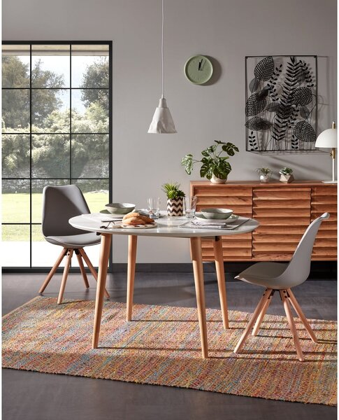 Bílý rozkládací jídelní stůl s bílou deskou 90x120 cm Oqui – Kave Home