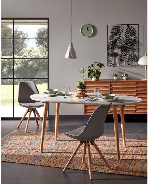 Bílý rozkládací jídelní stůl s bílou deskou 90x120 cm Oqui – Kave Home