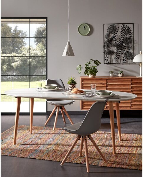Bílý rozkládací jídelní stůl s bílou deskou 90x120 cm Oqui – Kave Home