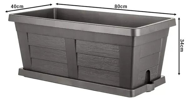 Bama Zahradní velkoobjemový truhlík Legno antracit, 80 x 40 x 35 cm, 80 cm
