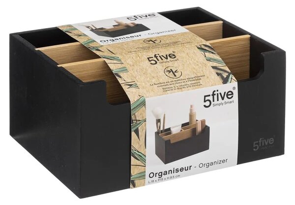 Kosmetický organizér Natureo 5, černá/s dřevěnými prvky